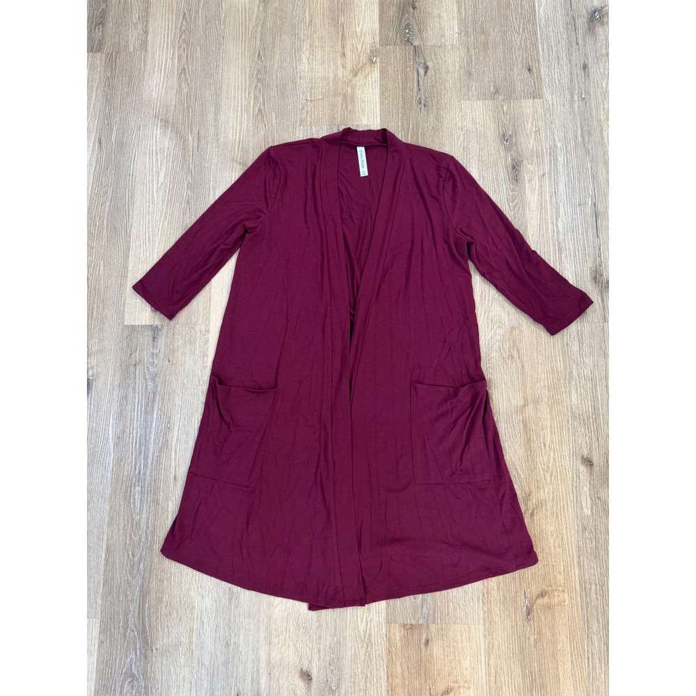 Zenana Premium Minimalist Cardigan Women M Burgundy Pockets Old Money Quiet Lux